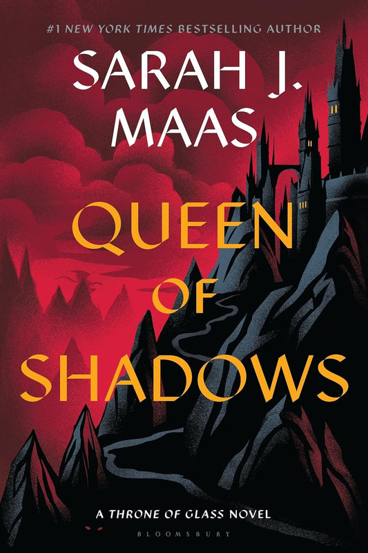 Book cover of 'Queen of Shadows' by Sarah J. Maas with a castle design.