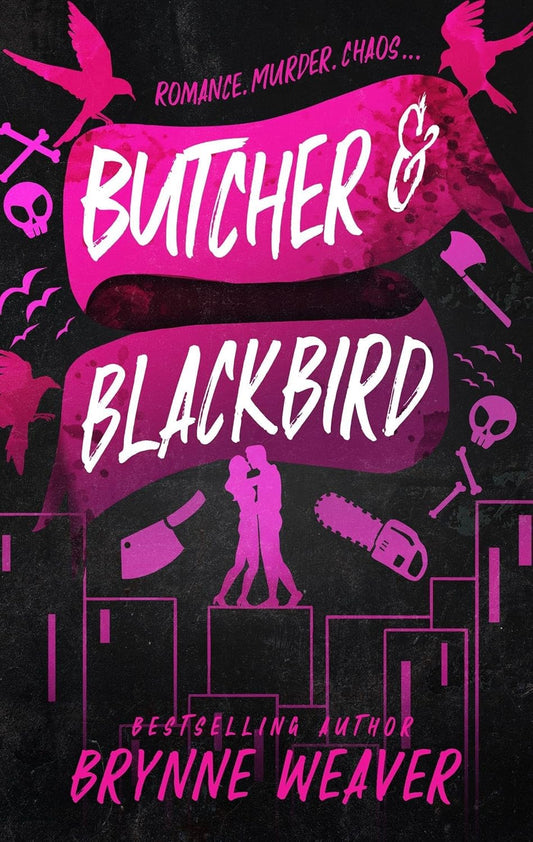 Book cover of 'Butcher & Blackbird' with pink text and black background