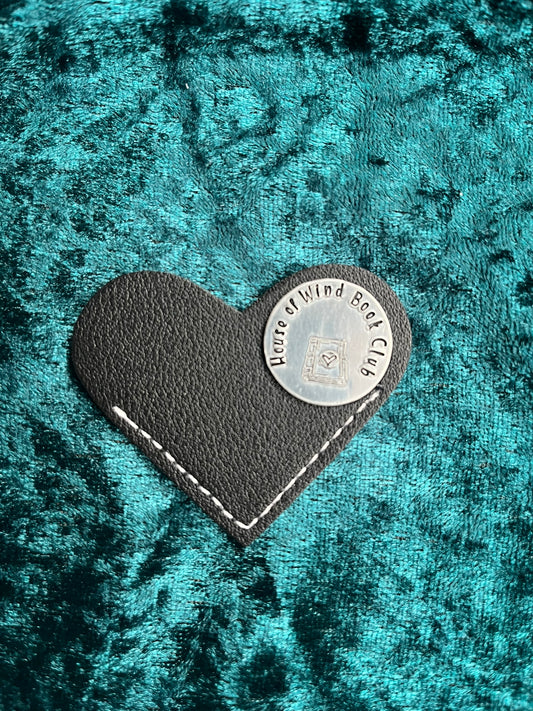 House of Wind Book Club – Black Heart-Shaped Leather Bookmark