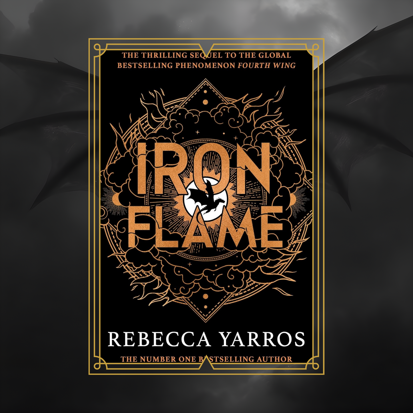 Book cover of 'Iron Flame' by Rebecca Yarros on a dark background