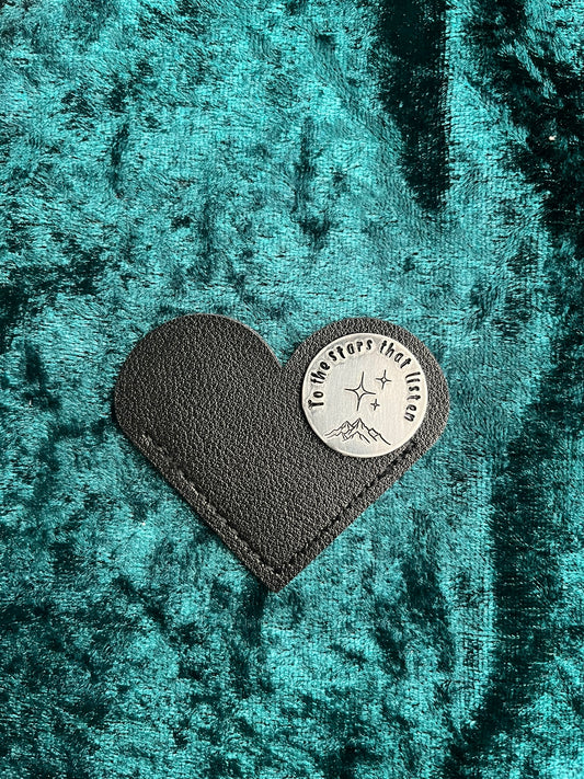To the Stars That Listen – Heart-Shaped Leather Bookmark