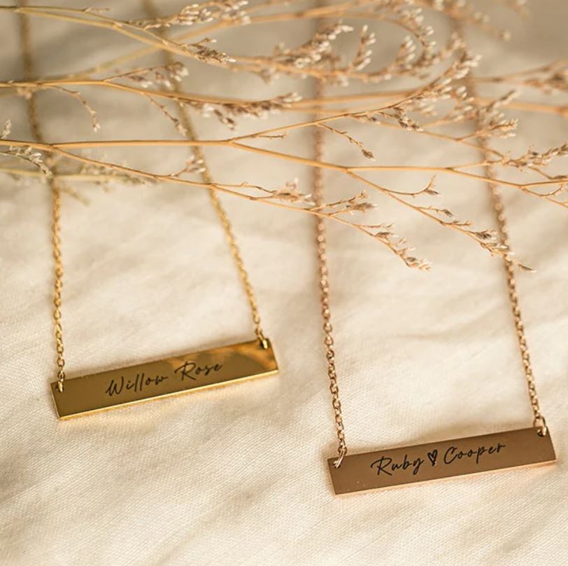 ✨ Custom Engraved Bar Necklace