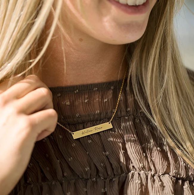 ✨ Custom Engraved Bar Necklace