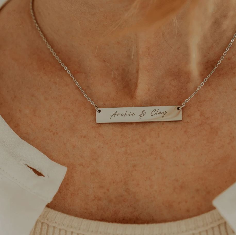 ✨ Custom Engraved Bar Necklace