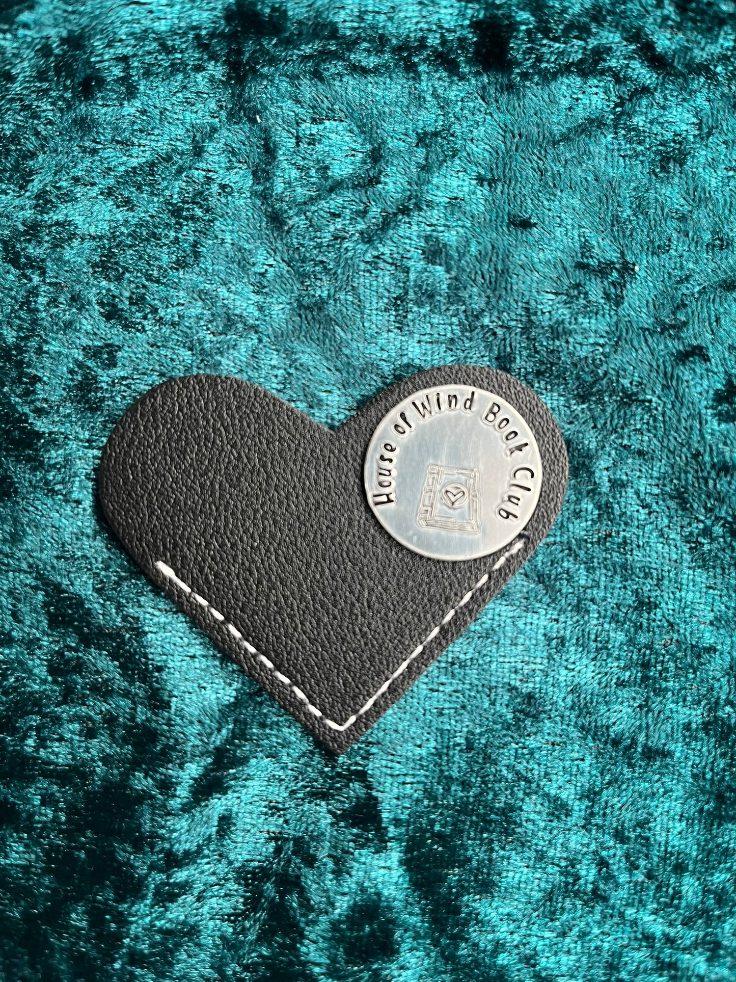 House of Wind Book Club – Black Heart-Shaped Leather Bookmark