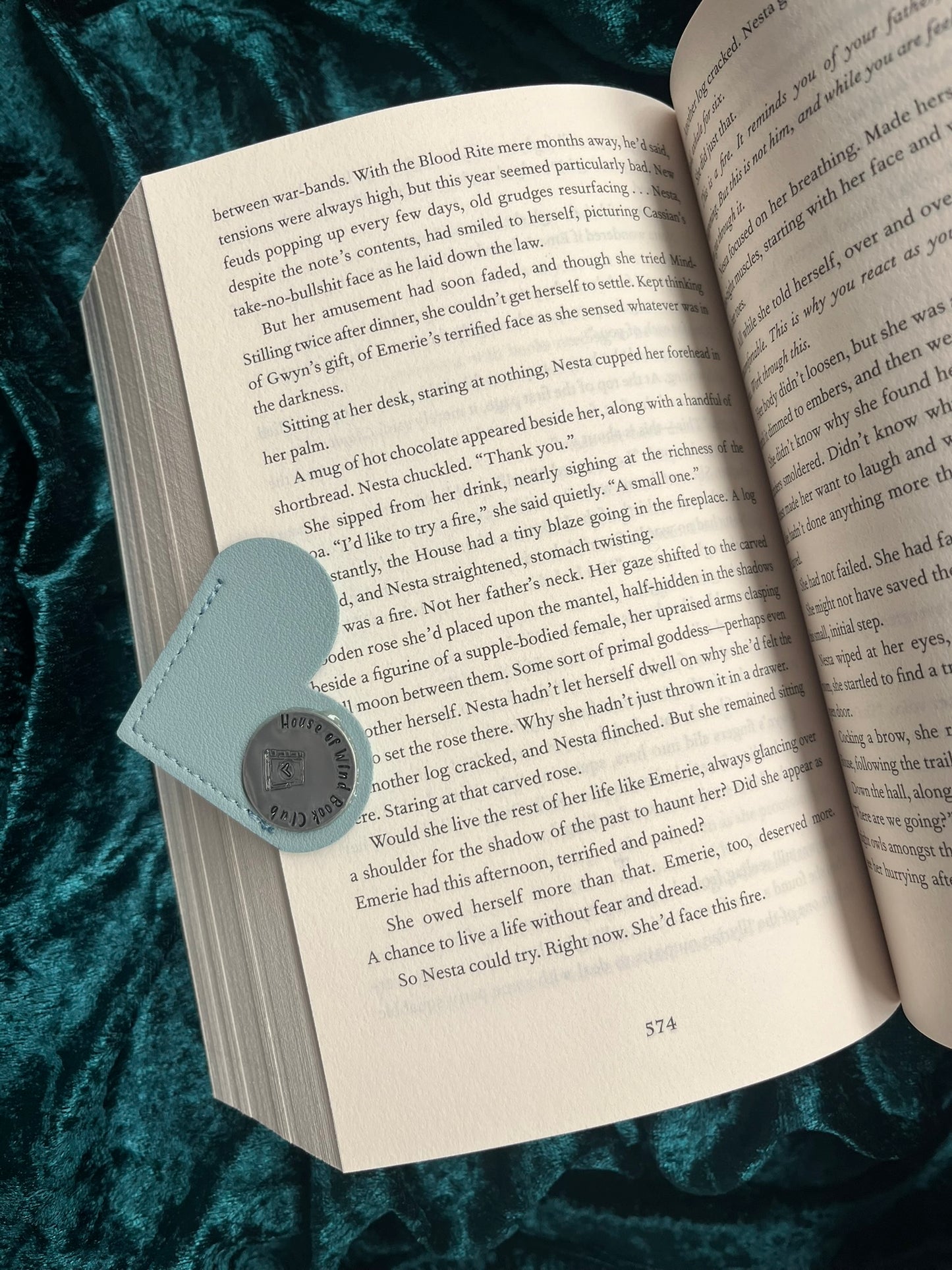 House of Wind Book Club – Blue Heart-Shaped Leather Bookmark