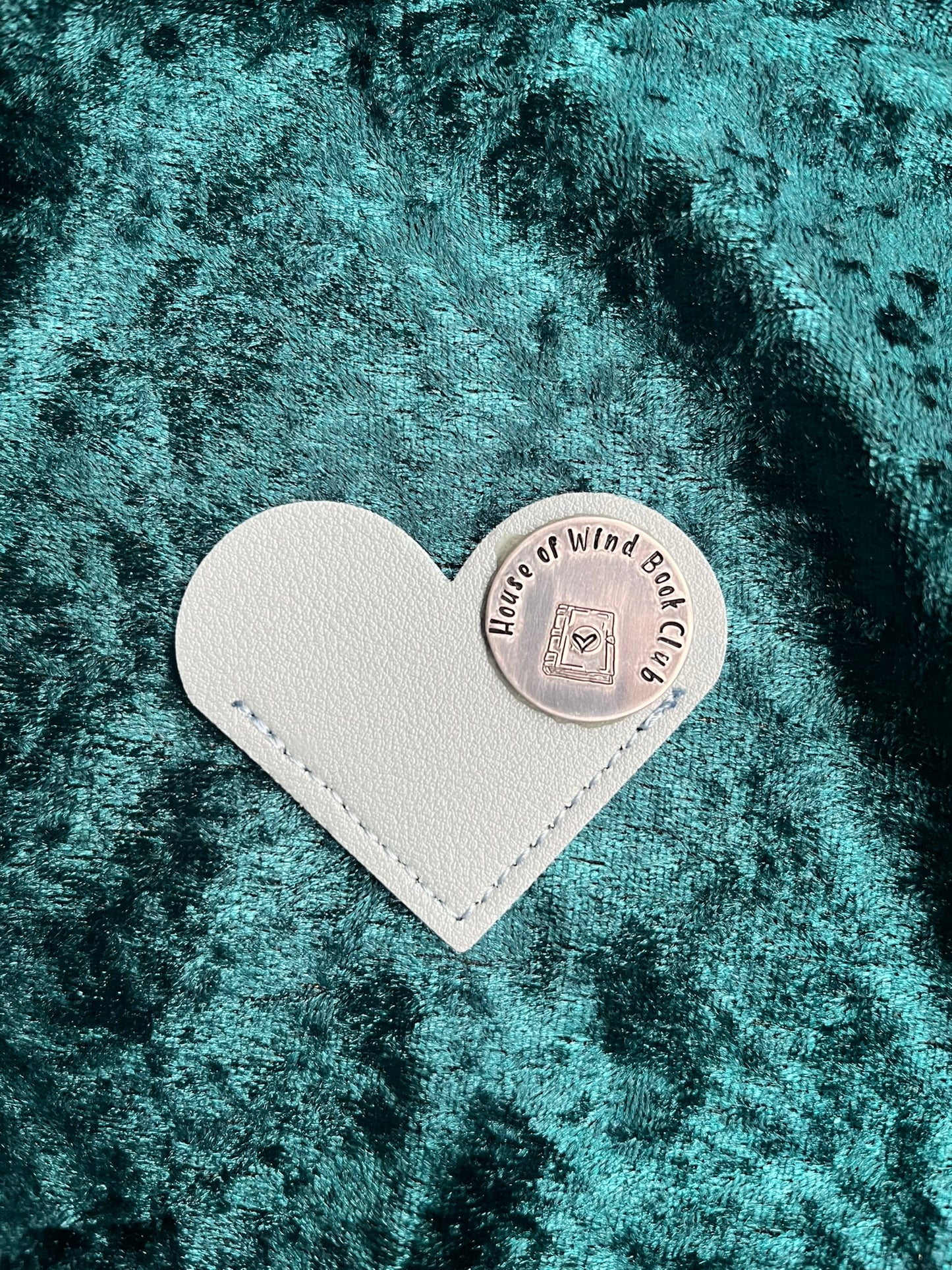 House of Wind Book Club – Blue Heart-Shaped Leather Bookmark