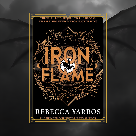 Book cover of 'Iron Flame' by Rebecca Yarros on a dark background