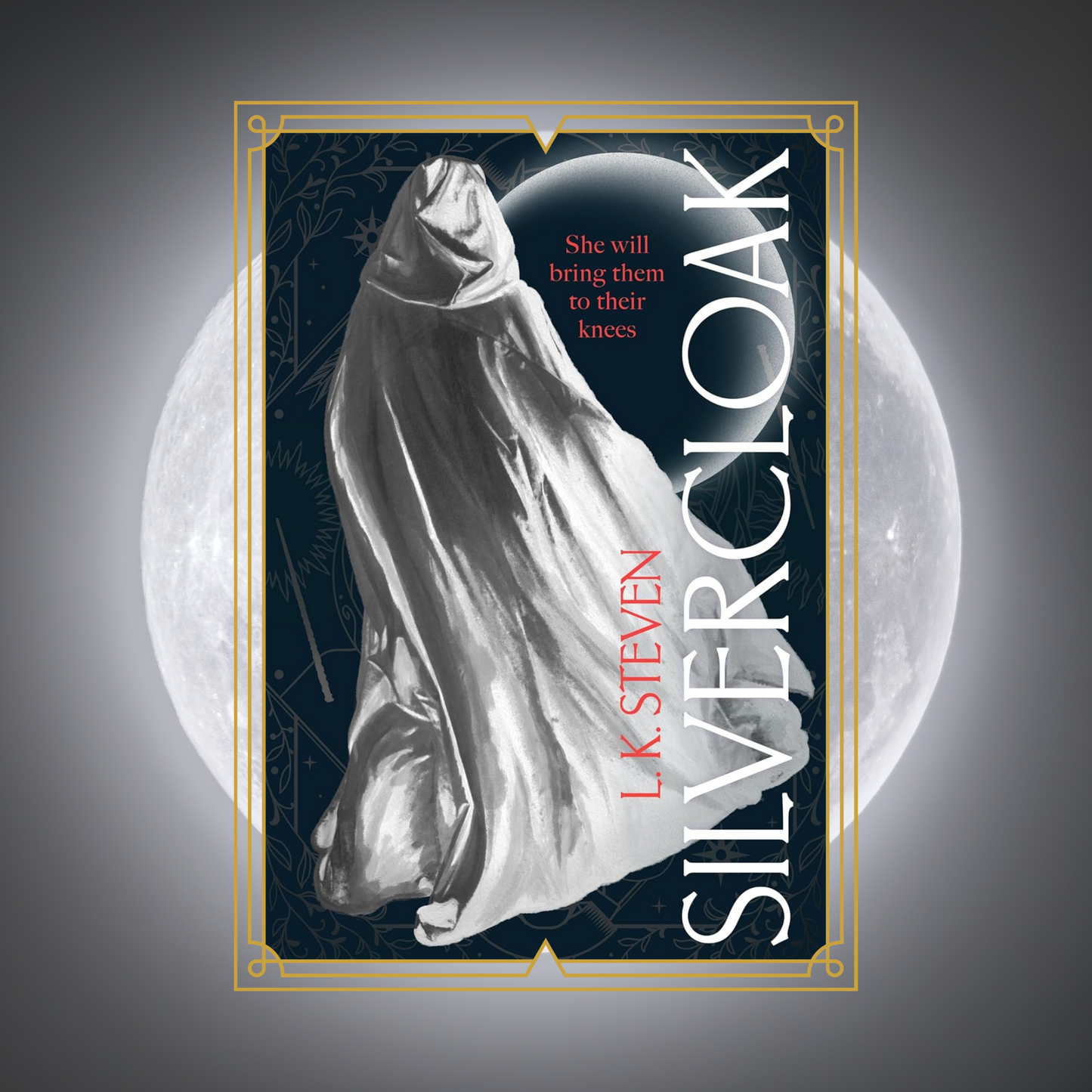 Book cover of 'Silver Cloak' with a silhouette of a person in a cloak against a moonlit background.