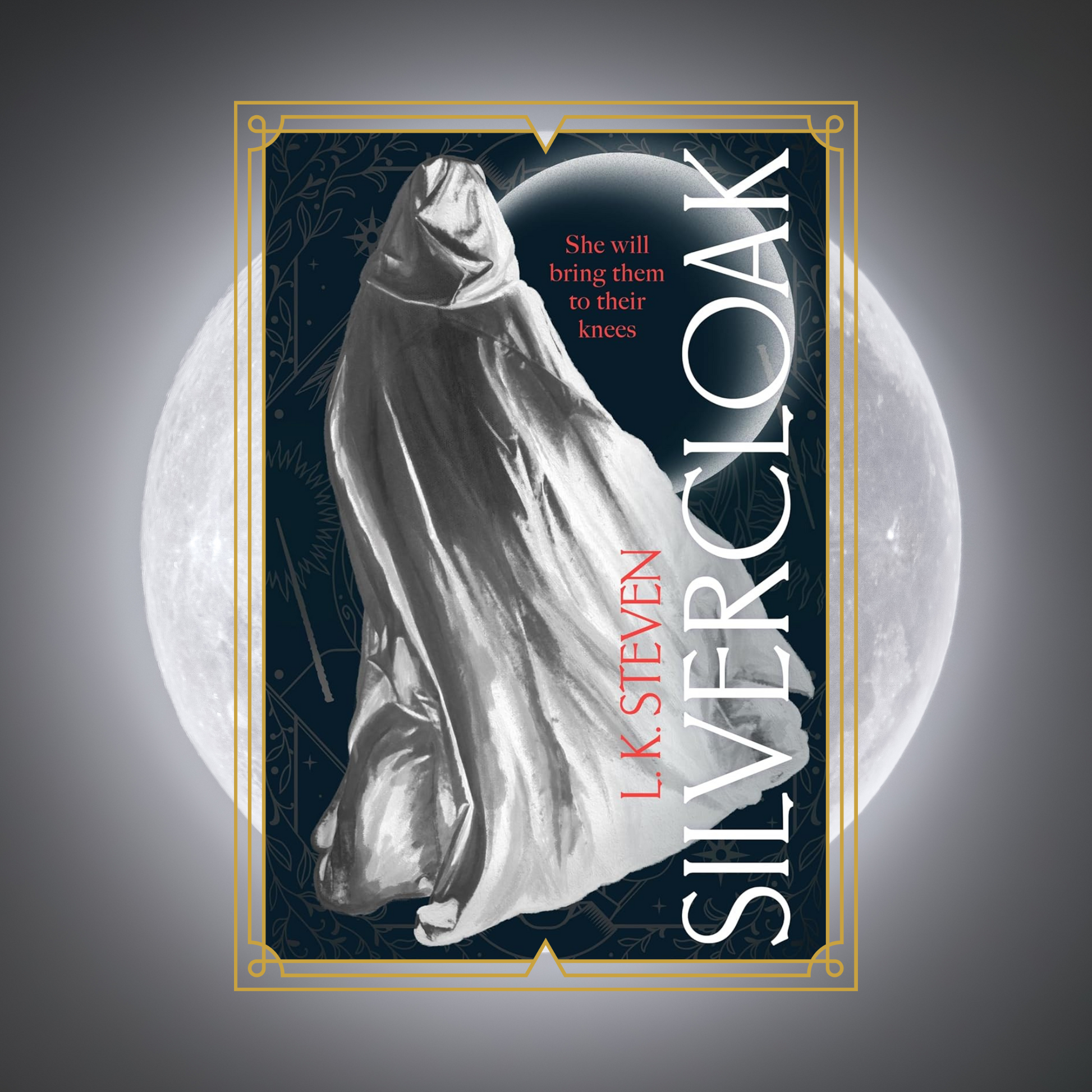 Book cover of 'Silver Cloak' with a silhouette of a person in a cloak against a moonlit background.