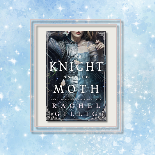 The_knight_and_the_moth_book_cover_on_a_blue_sparkly_background