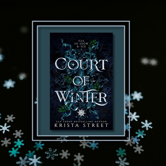 Court of Winter by Krista Street featuring the book cover with a photo background inspired by its artwork.