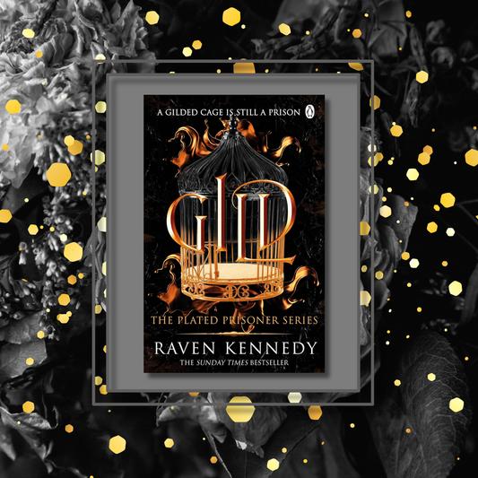 gild book cover with moody background