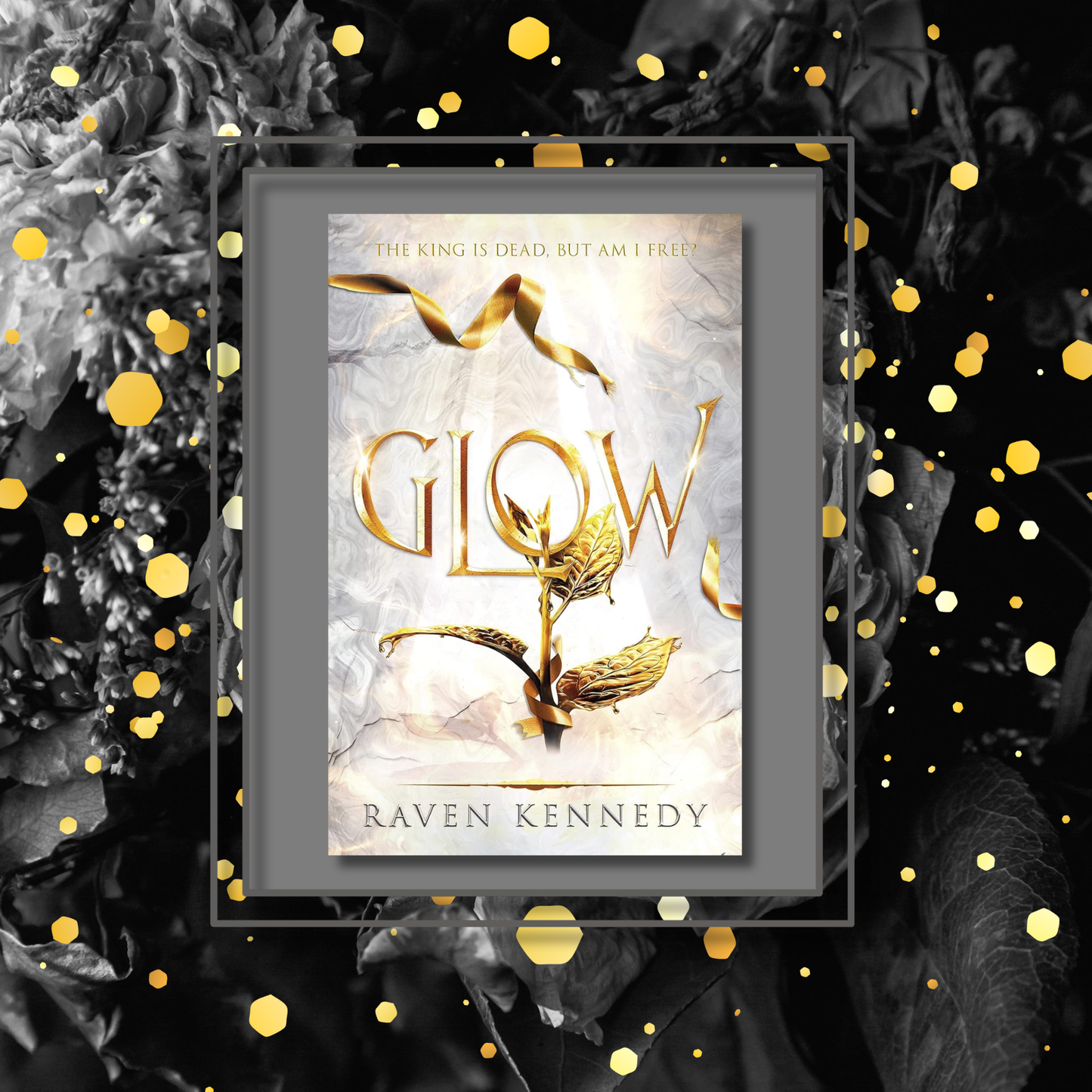 Glow book cover on a moody background
