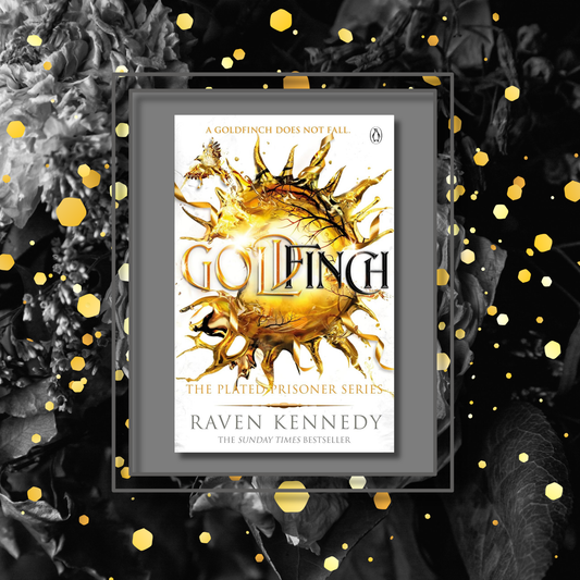 Goldfinch book cover on a moody background