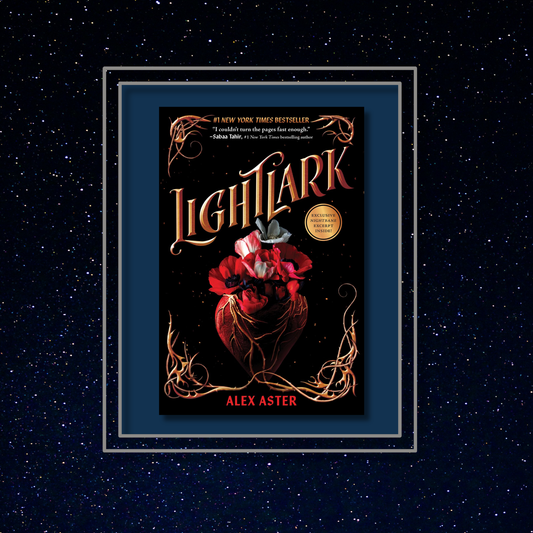 Lightlark book cover on a starry night background