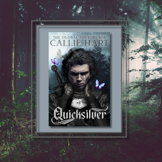 Quicksilver book cover on a forest background