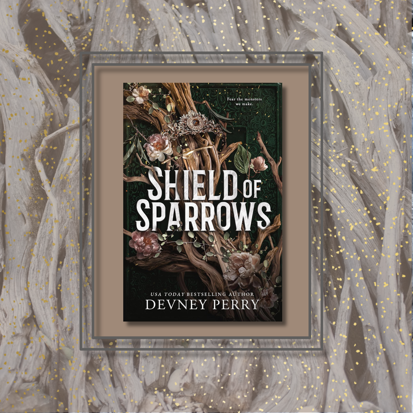 shield_of_sparrows_by_devney_perry book cover on a driftwood background