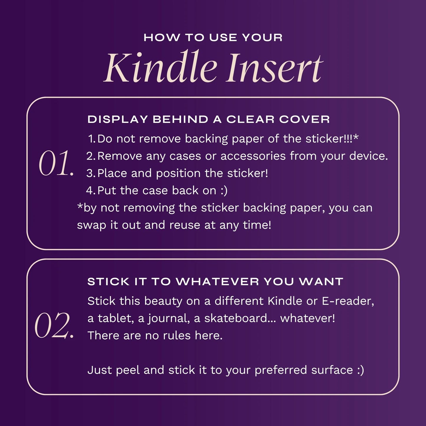Made of Stars Kindle Sticker Insert
